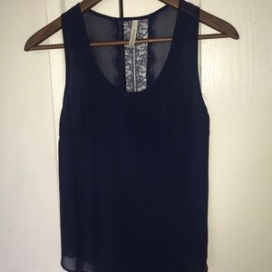 Navy Tank Top with Lace